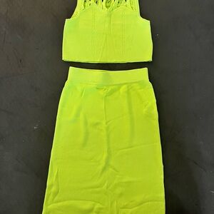 Vibrant Neon Green Two-Piece Set